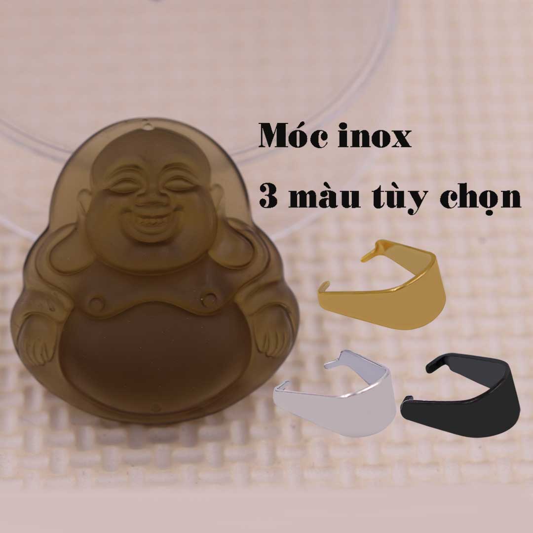 Mặt dây chuyền Phật Di lặc đá obsidian 4.5 cm  kèm Dây đeo các loại - Đá Phong Thủy Bình an, May mắn