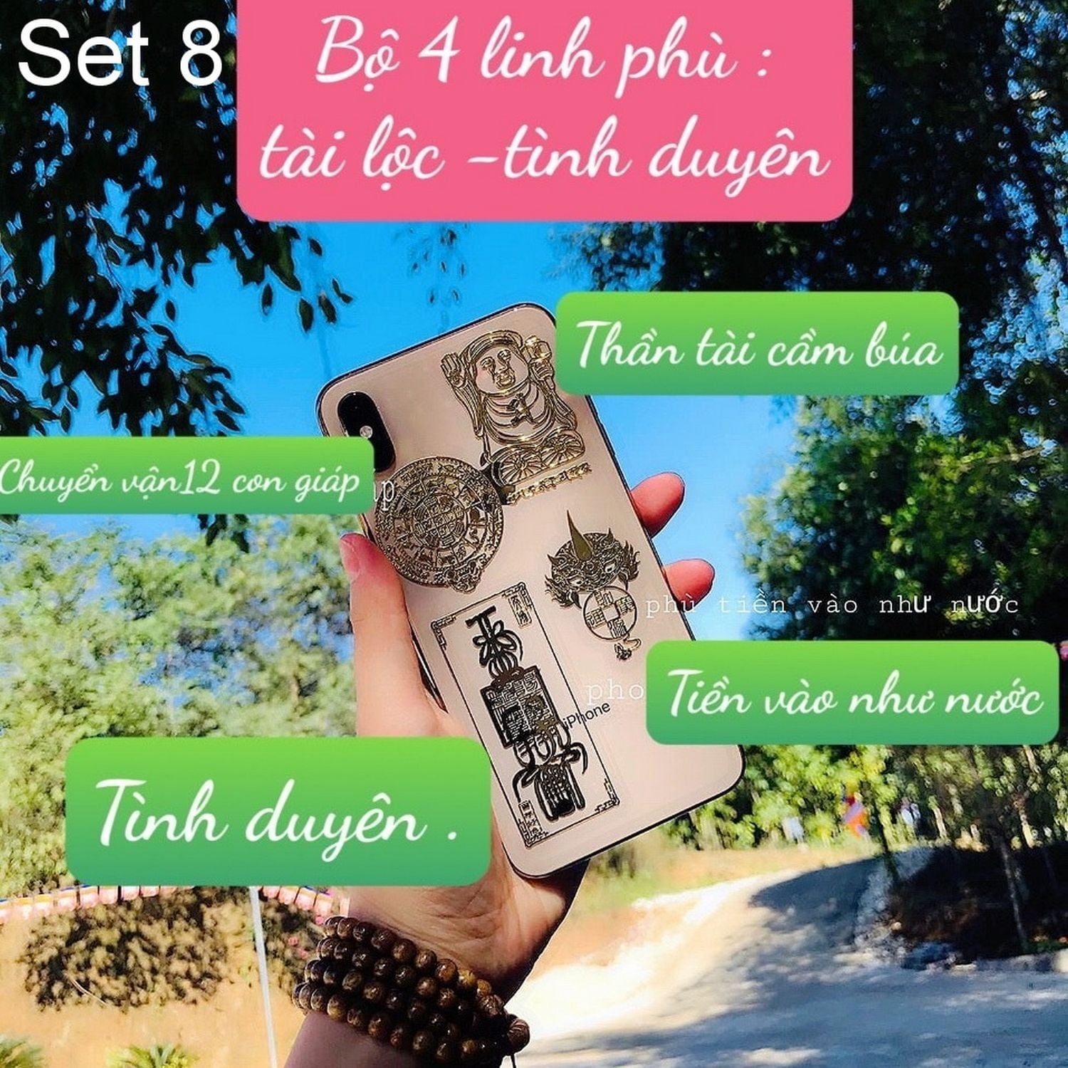 Combo 4 lá linh phù tài lộc tình duyên hòa hợp