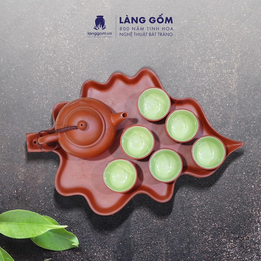 Khay lá nhỏ đất nung - Gốm sứ Bát Tràng - langgom.vn