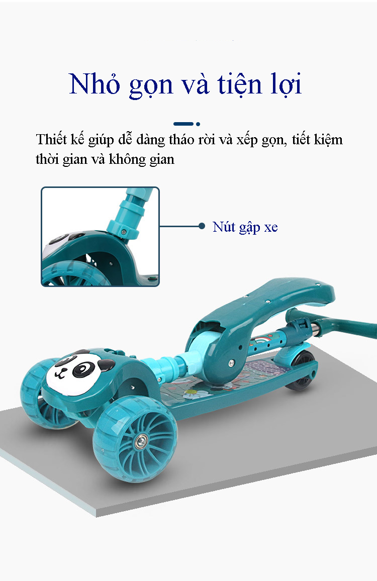 Xe Trượt Scooter 3 Bánh Cho Bé, Xe Trượt Scooter Trẻ Em 3 Bánh G21 Có Ghế Gấp Gọn, Có Đèn LED Phát Sáng, Phát Nhạc