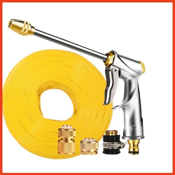 Rửa xe tưới cây Bộ dây và vòi xịt tăng áp lực nước 300% loại 25m cút đồng,nối đồng 206701-2