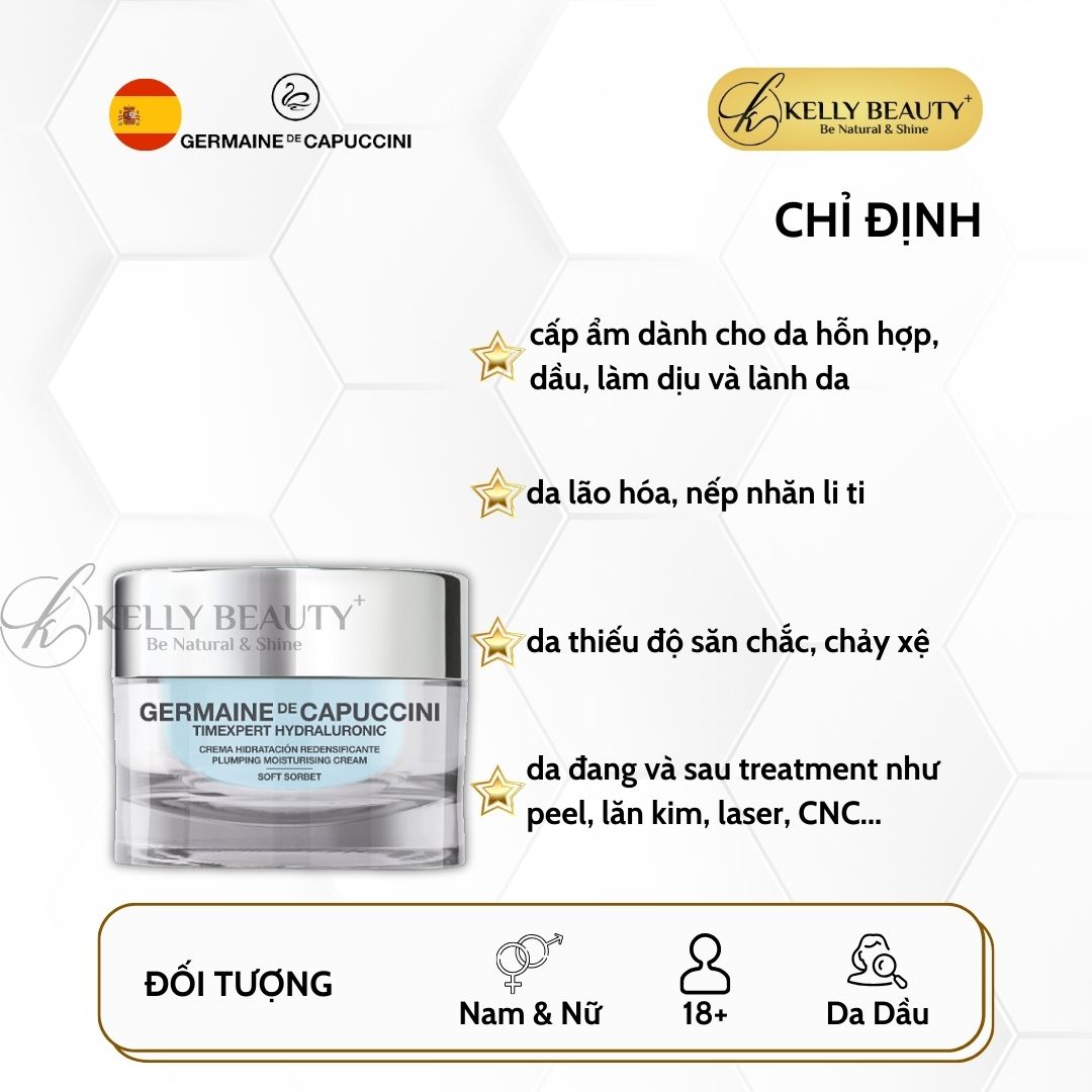 Kem Cấp Ẩm Cho Da Dầu Timexpert Hydraluronic Soft Sorbet - Germaine de Capuccini | Kelly Beauty