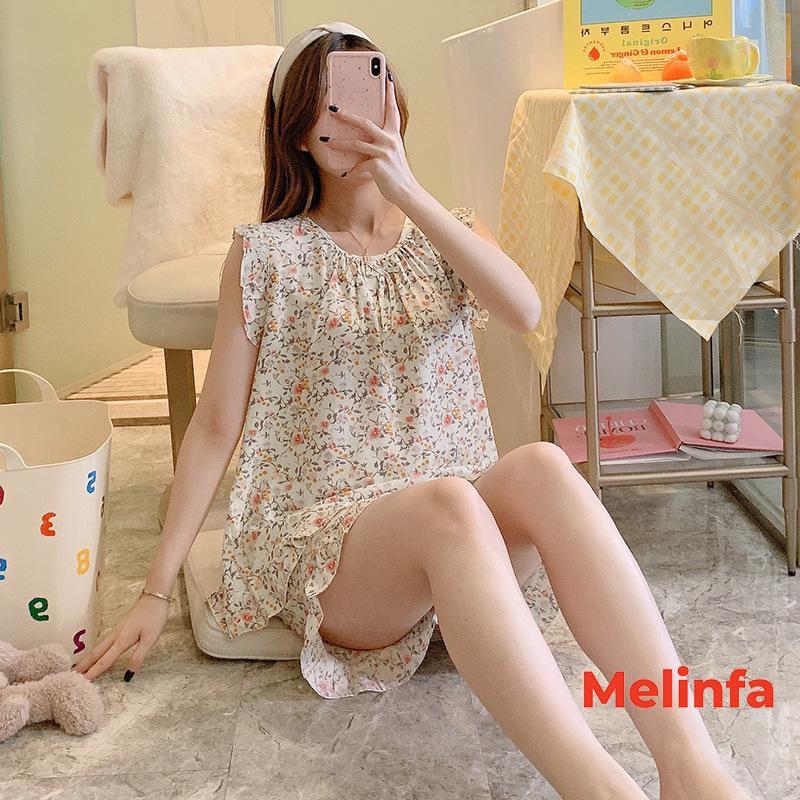 Bộ đồ ngủ nữ mặc nhà vải Cotton tự nhiên mềm mịn thoáng mát, Bộ ba lỗ quần đùi mã VABD0280