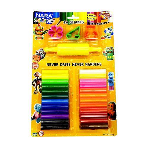 Đất nặn 24 màu KIddy Clay + 3 khuôn + cây lăn ST-300-24+3SM/R