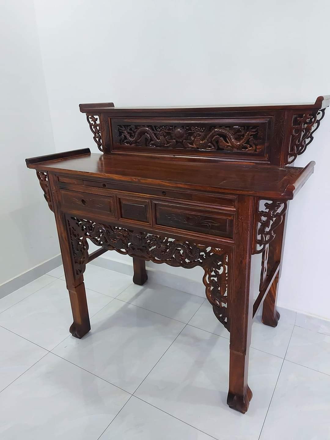 Bàn thờ gia tiên 2 tầng gỗ muồng , Bàn Thờ Phật, bàn cúng gỗ 88 CM