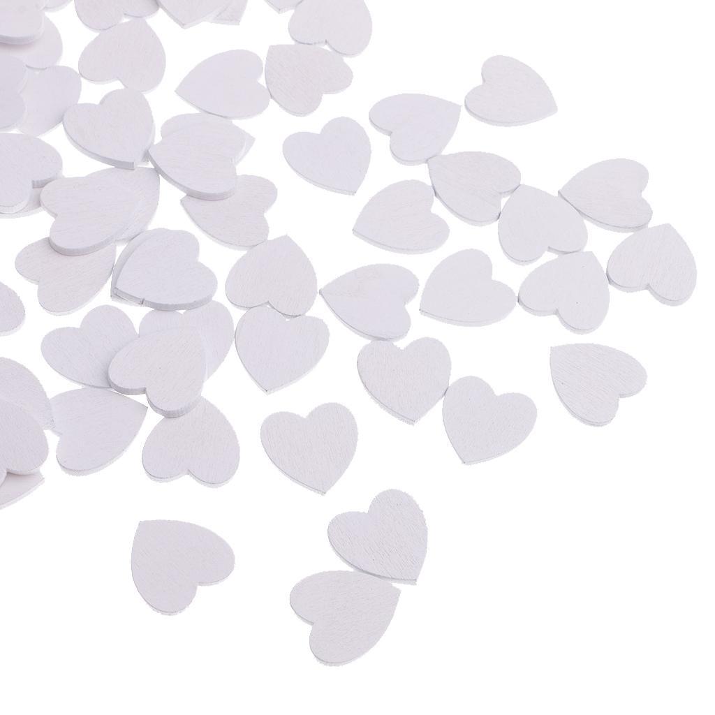 3-7pack 100 Pieces White Wooden Love Heart Shapes Craft Wood Embellishments