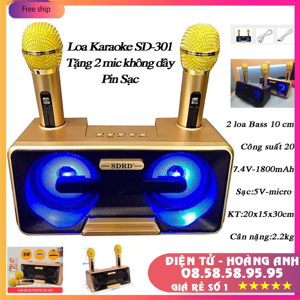 Loa Karaoke SD 301/309 Kèm 2 Micro Không Dây tích hợp bluetooth 4.0 - usb - thẻ nhớ