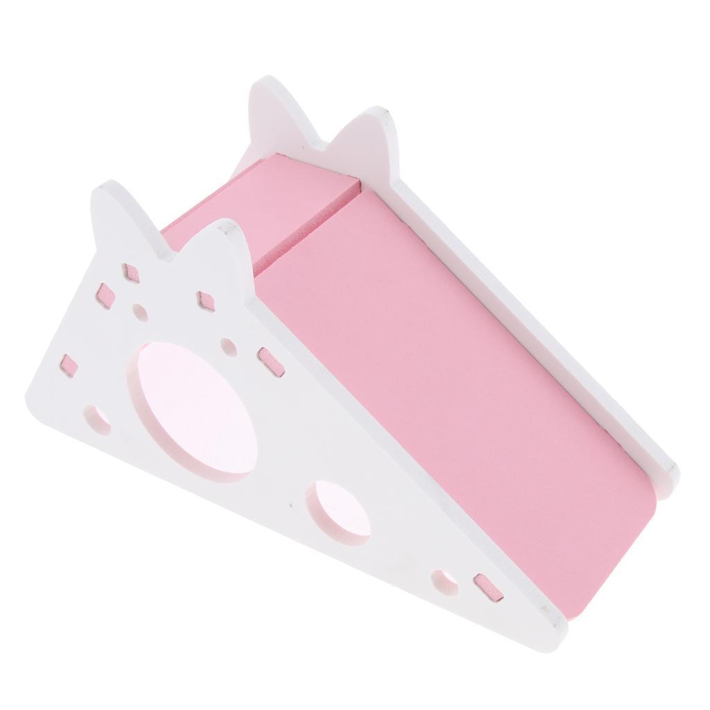 2 Pcs Hamster Chinchilla Gerbil Ladder Cage Villa,Wood Nest House,Pink&Blue