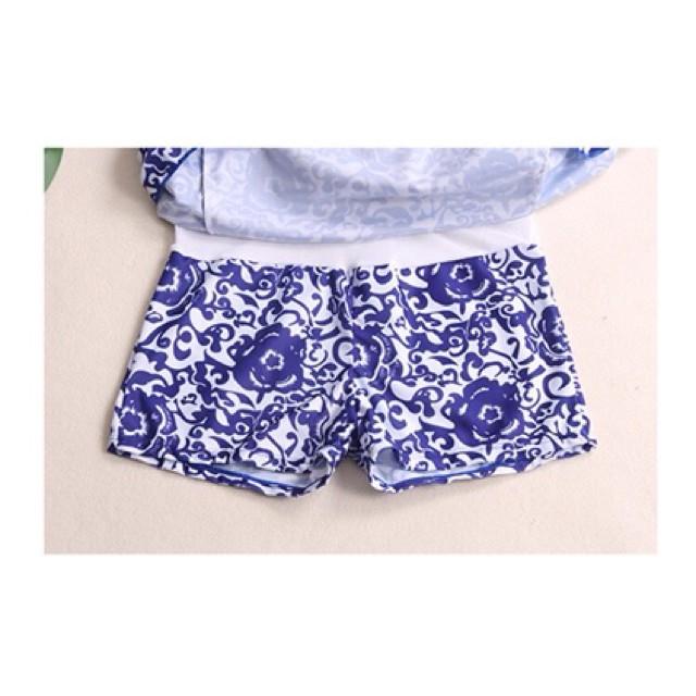 Đồ bơi nữ Bikini 1 mảnh liền thân tặng kèm quần đùi giấu bụng áo tắm một mảnh người béo QC005 - Hoa cam,4XL