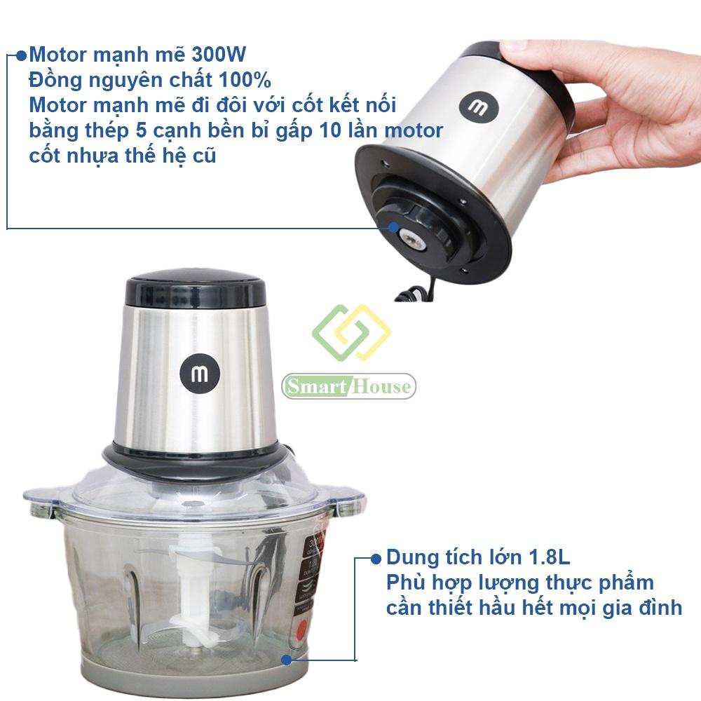 Máy Xay Thịt Cối Thủy Tinh 1.8L Mishio MK135 300W - Hàng Chíng Hãng