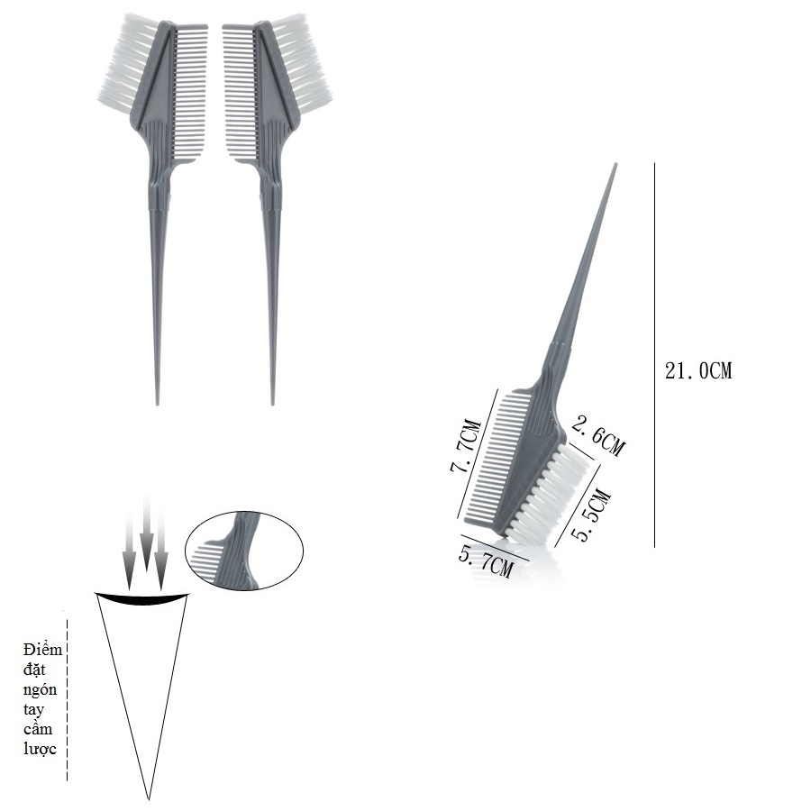 Chổi Nhuộm Tóc 2 Đầu, Lông Trắng, Cán Màu Ghi, Dễ Sử Dụng, Có Đầu Chia Tóc, Sợi Nhựa Dẻo Vào Thuốc Đều Khi Nhuộm Tóc, Nhỏ gọn Và Tiện Dụng, Cầm Vừa Tay, Dễ Thao Tác, Có Thể Sử Dụng Nhiều Lần, Tiết Kiệm Thời Gian Khi Làm Tóc