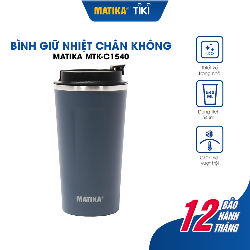 Cốc Giữ Nhiệt Chân Không MATIKA MTK-C1540 Cốc Đựng Nước Giữ Nhiệt Có Nắp Đựng 540ml - Hàng Chính Hãng