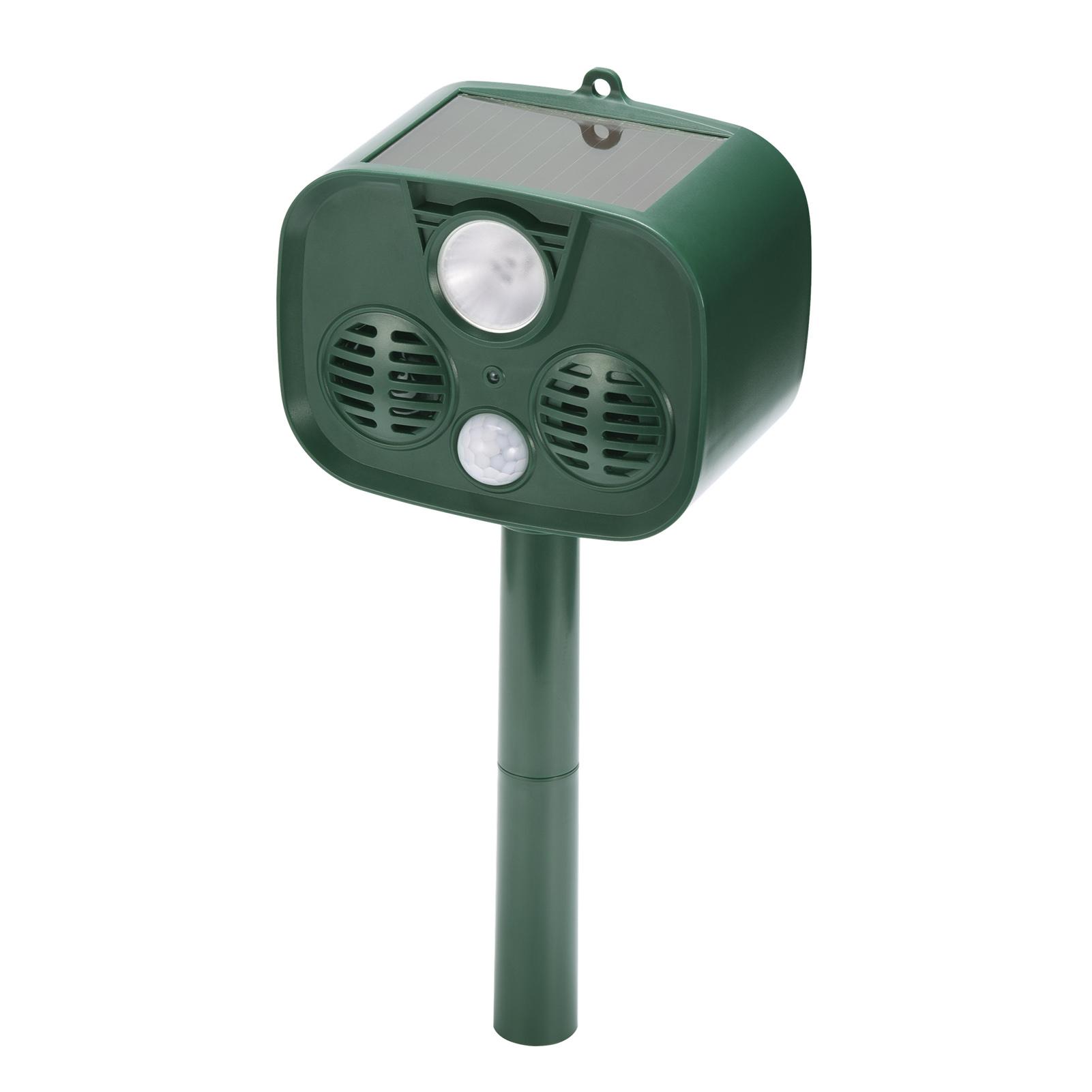 Máy xua đuổi động vật tần số 25-61KHz sử dụng phương pháp vật lý, không độc hại, Sử dụng năng lượng mặt trời, với pin có thể sạc lại