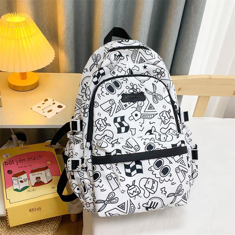 Ba lô đặc biệt dành cho nữ mới có sức chứa lớn thời trang graffiti cặp học sinh nhỏ tươi phù hợp với ba lô học sinh trung học cơ sở nam