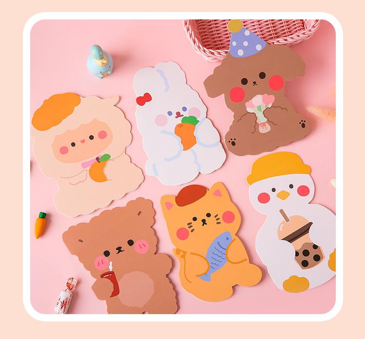 Q977 Thiệp cute Kích thước 15CMX11CM chúc mừng 8-3, 20-11, Sinh Nhật, Lễ lạt, Cảm Ơn , Tình Yêu in hình hoạt hình