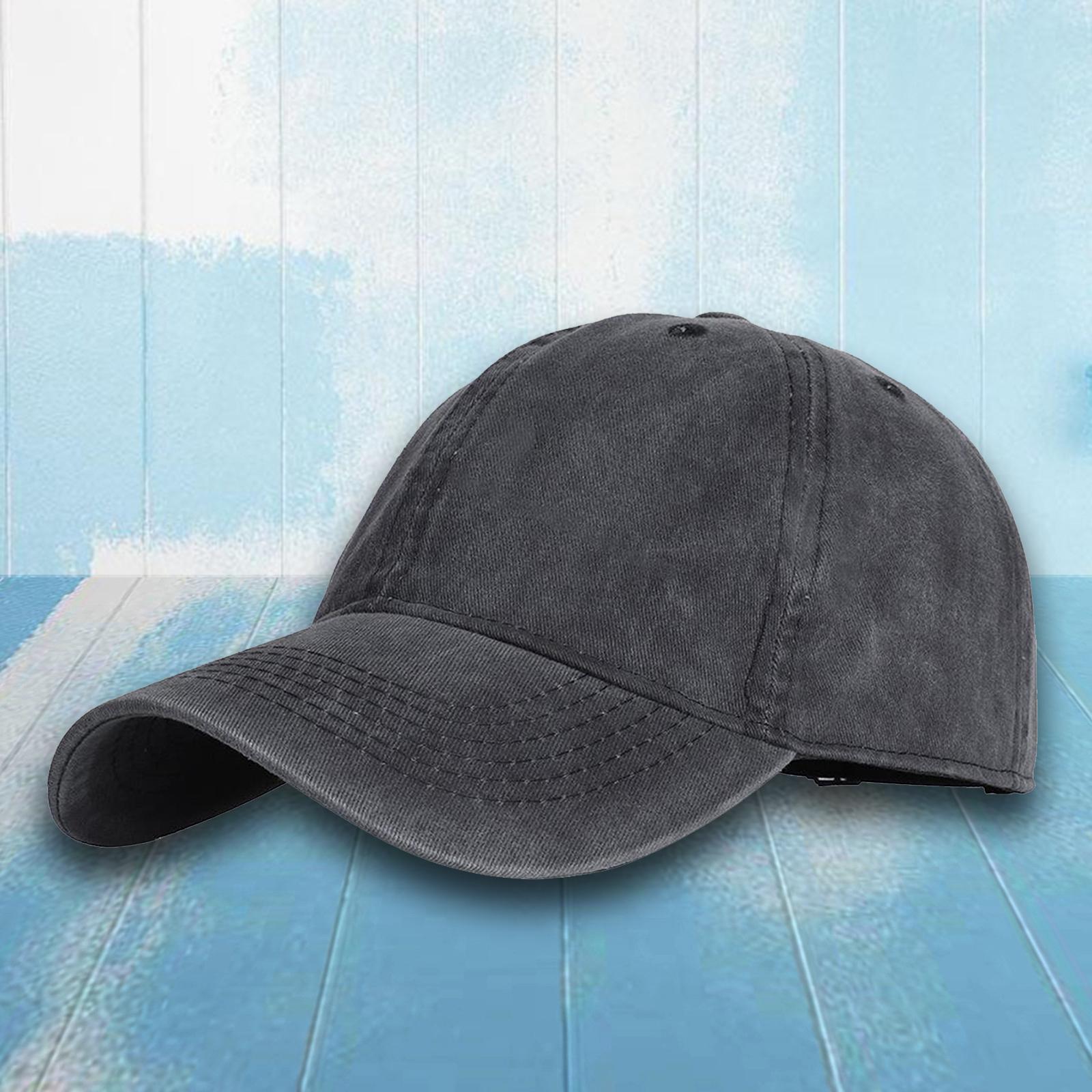 Fashion Baseball Cap Washed Cotton Hat Adjustable Plain Dad Men Hat Black
