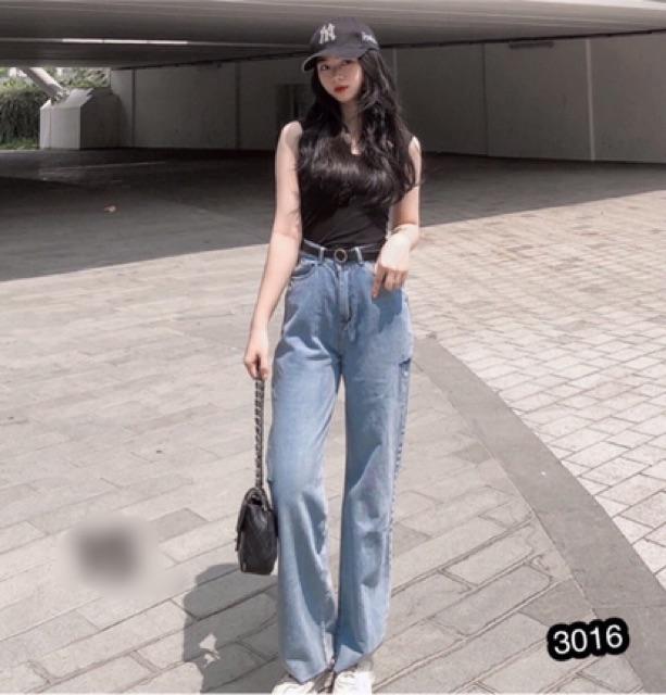 QUẦN JEAN ỐNG RỘNG XANH RÁCHmã 3016