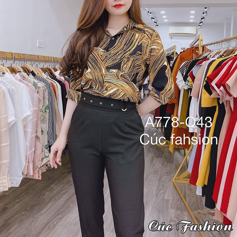 Quần bagy nữ công sở cao cấp Cúc Fashion Q43 Q75 quần baggy móc S nhê