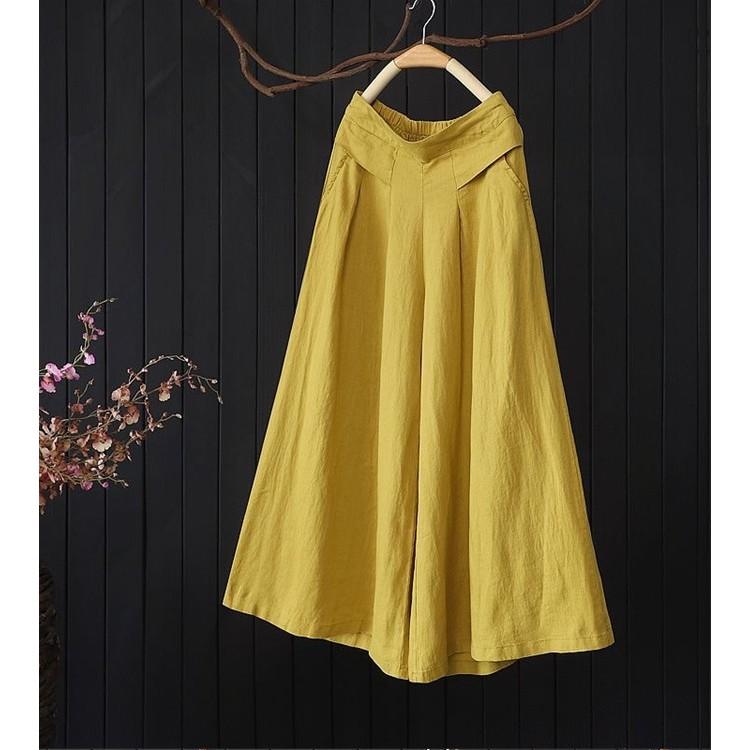 Quần nữ ống suông- chất liệu đũi - Full size