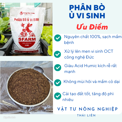 Phân bò ủ vi sinh SFARM đã qua xử lý - Bao 5kg