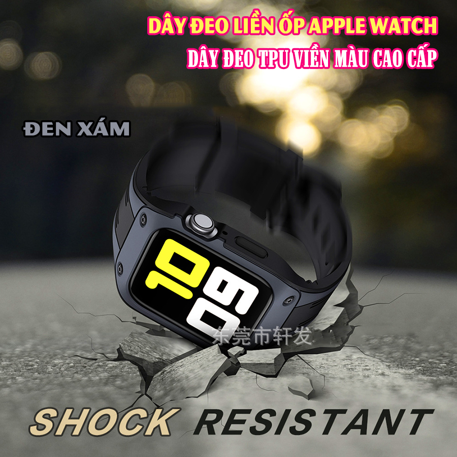 Dây Đeo liền ốp dành cho Apple Watch 7/6/5/4/3/2/1 size 38/40/41/42/44/45mm TPU chống sốc viền màu - nhiều màu (tặng cường lực dẻo theo size)