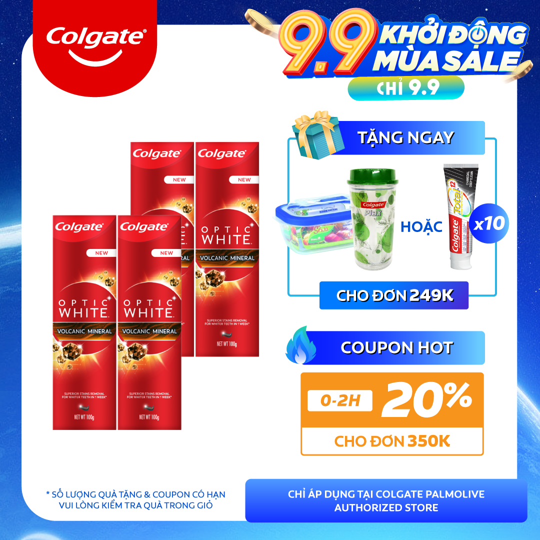 Bộ 4 Kem đánh răng Colgate Plus Shine làm trắng răng &amp; sáng răng 100g