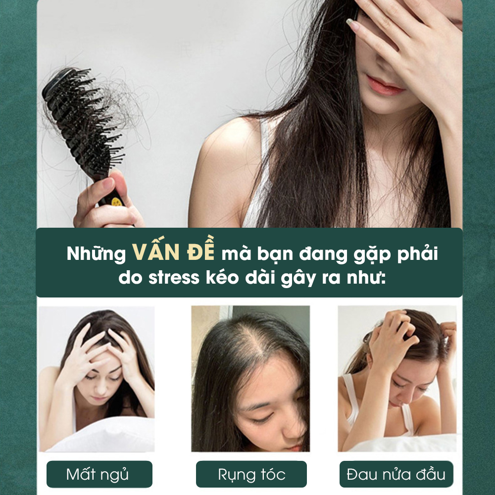 Lược gỗ đàn hương, lược massage đầu, giảm đau đầu căng thẳng, thư giãn dành cho cả nam và nữ CWELL C02PK