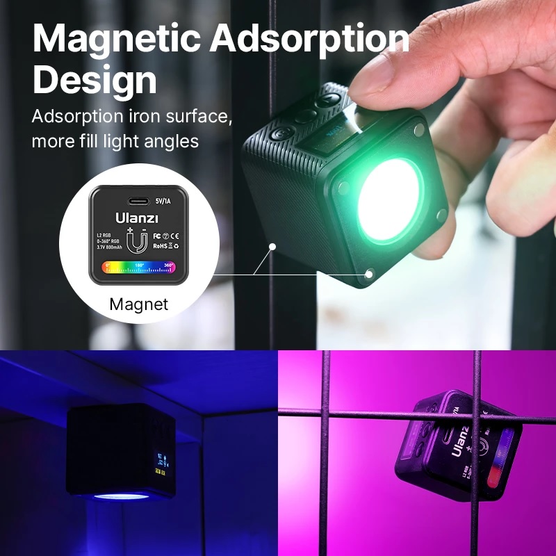 Đèn LED Mini Ulanzi L2 RGB Waterproof Cube Lite 800mAh, Chống Nước IP68 - Hàng Chính Hãng