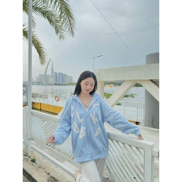 Áo hoodie CLUB KOL form rộng unisex nam nữ,nón to trùm đầu có kéo zip,mẫu áo khoác nỉ bông ulzzang