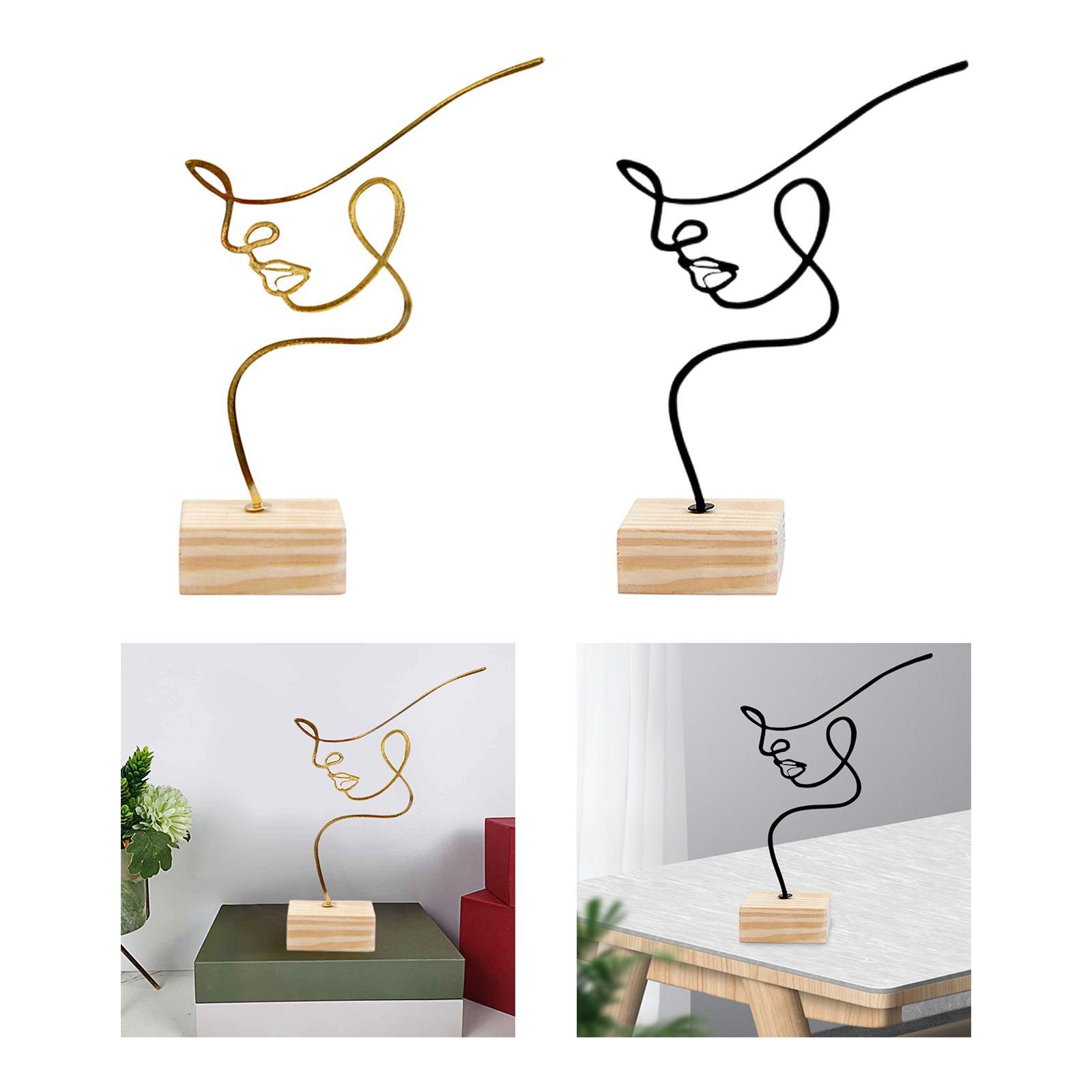 2Pcs Metal Art Sculpture Ornament Figurine for Office Desktop Decoration