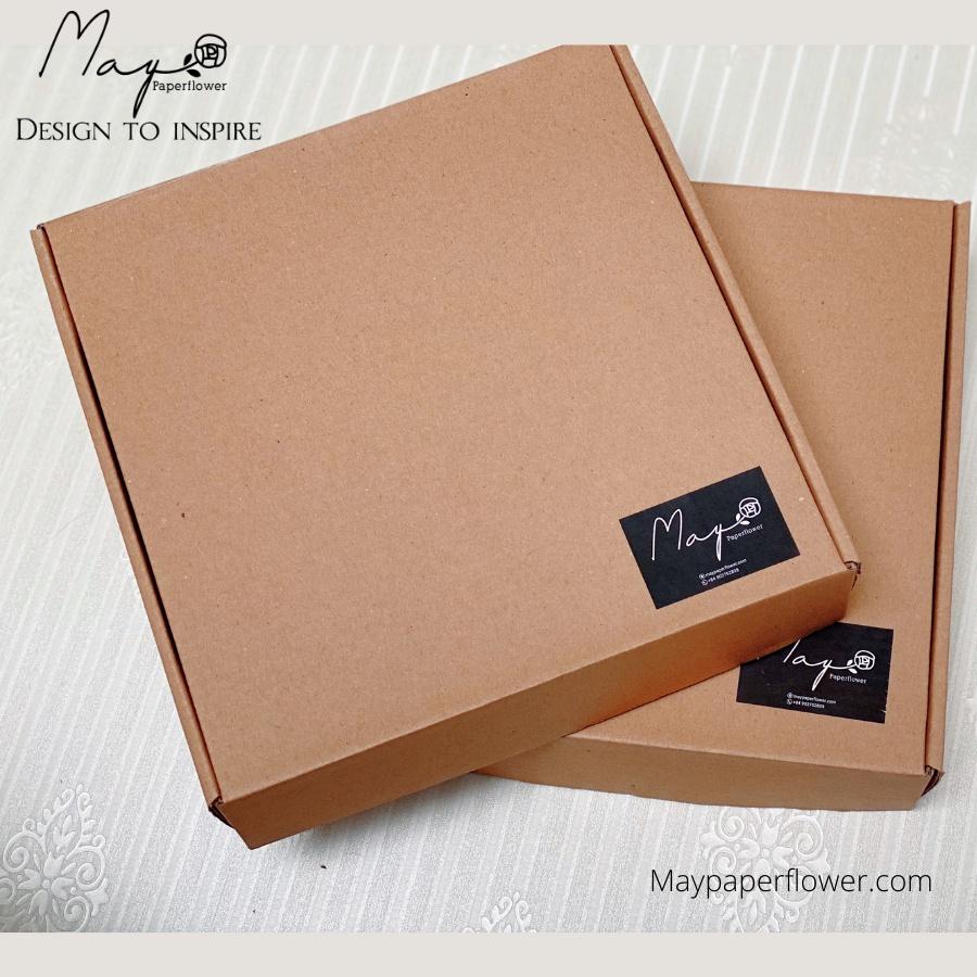 Tranh Hoa Giấy Handmade Trang Trí - Cúc Mỹ Echinacea Vàng MAYPAPERFLOWER Khung Gỗ Size 19x19cm