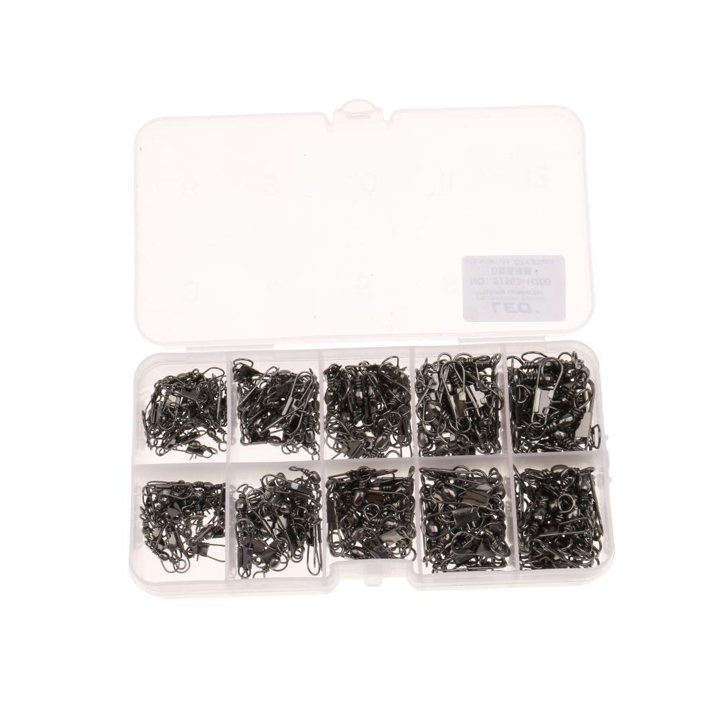 200Pcs Lures Hook Line Fast Link Connector Swivels Coarse Sea Fishing Tackle