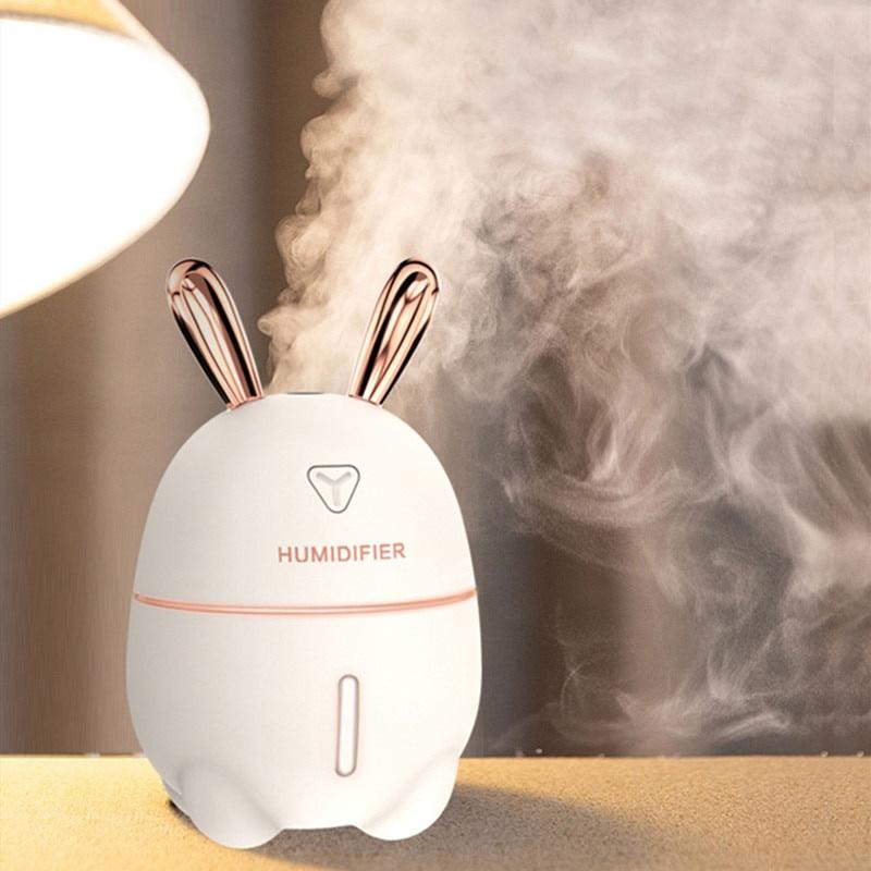 300ML Air Humidifier Cute Rabbit Ultra-Silent USB Aroma Essential Oil Diffuser Office Car Humidificador Air Purifier Mist Maker