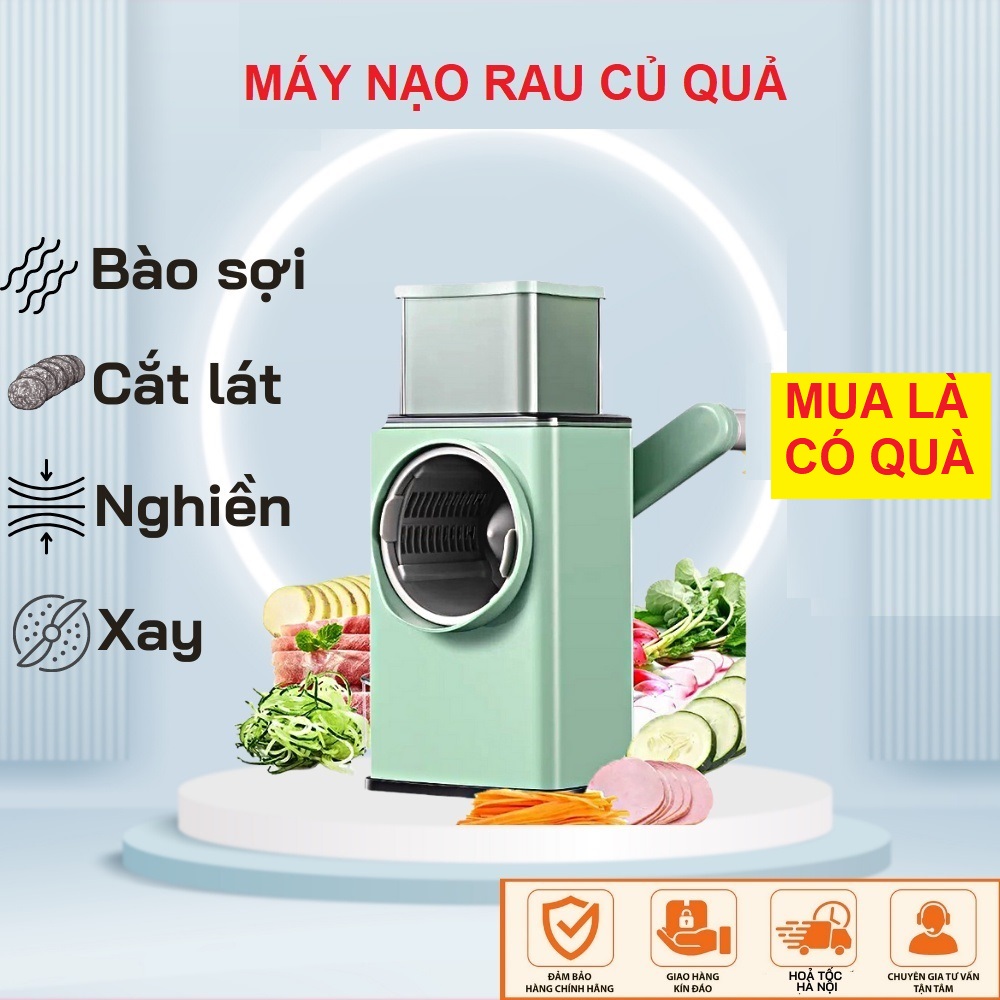 Nạo rau củ quả cầm tay nhiều chế độ thái lát bào cắt sợi kèm 3 lưỡi dao thép không gỉ, dụng cụ nhà bếp thông minh