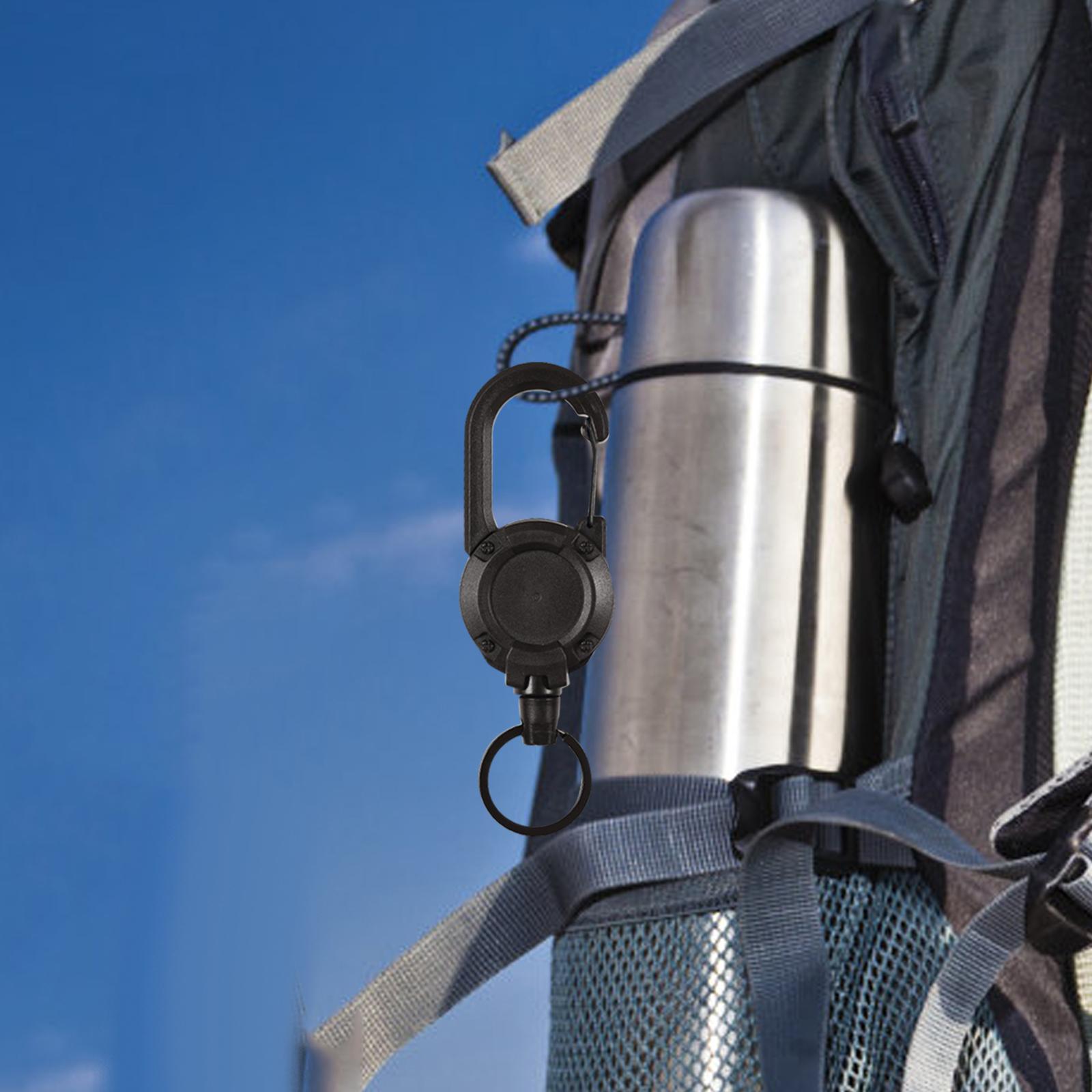 Retractable Keychain Black Steel Cord