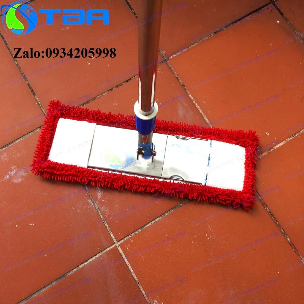Cây lau sàn công nghiệp bản 45cm cán tăng đơ nhập khẩu với sợi microfiber màu đỏ cao cấp mới