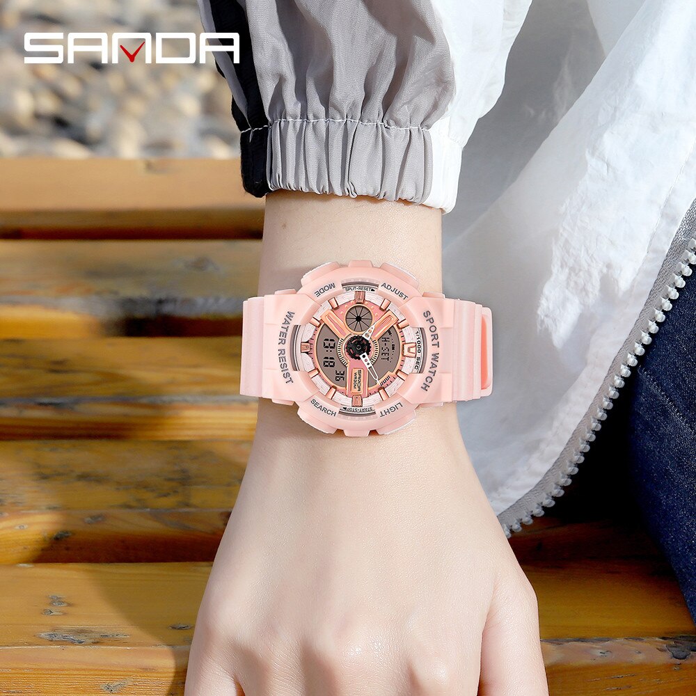 Đồng hồ Nữ thể thao SANDA 292, Chạy 2 Máy Cao Cấp Của Nhật, Chống Nước Rất Tốt