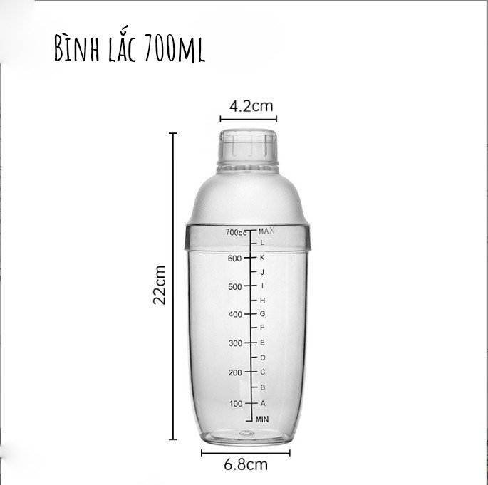 Bình lắc pha chế nhựa Cocktail Shaker 700ml