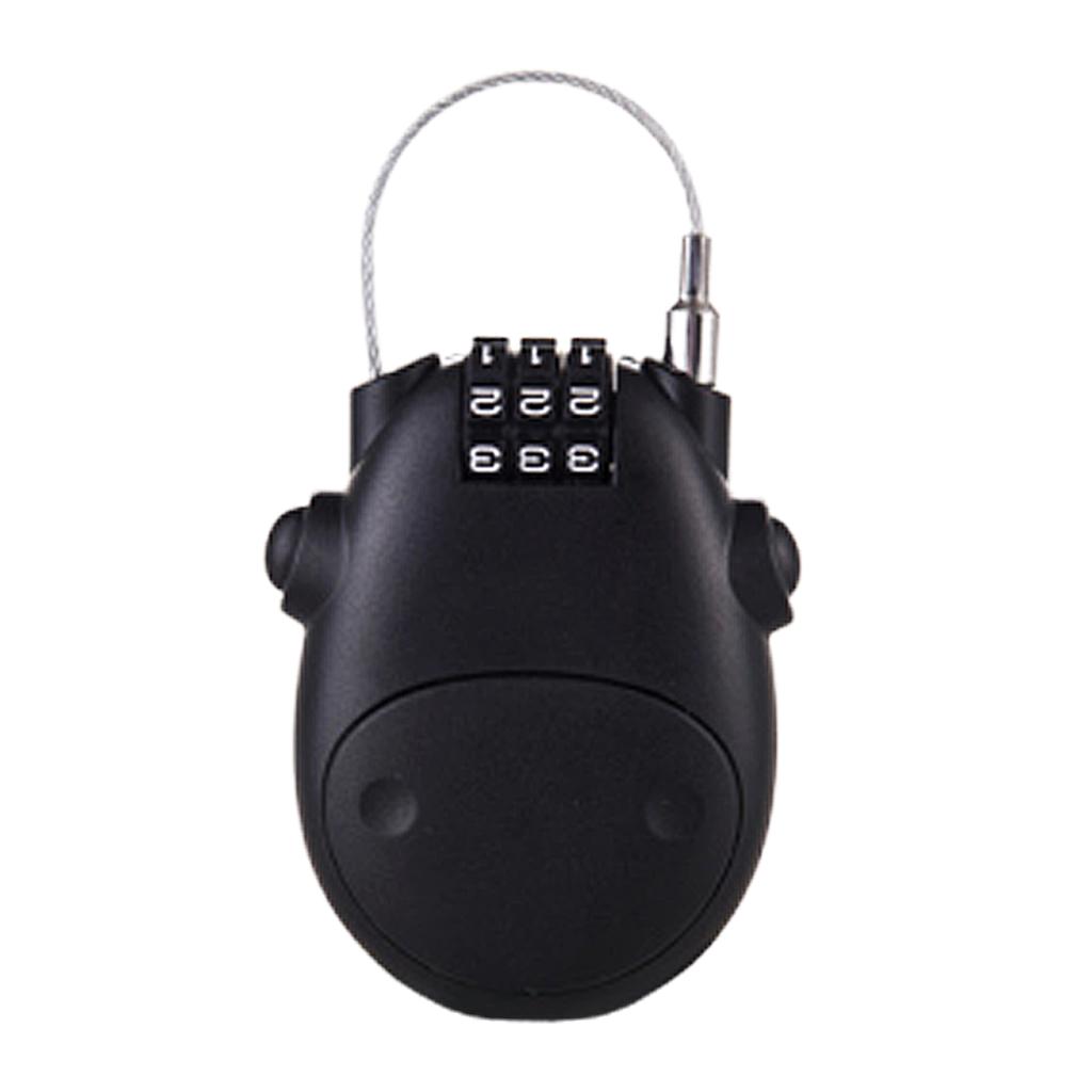 Retractable Code Combination Lock Steel Cable Wire Luggage Safety Black