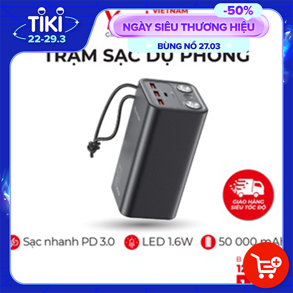 [HÀNG CHÍNH HÃNG-BH 12 THÁNG] Trạm sạc dự phòng Yoobao H5 50000mAh - Tích hợp đèn pin siêu sáng - Sạc nhanh cho điện thoại, macbook, laptop,... Thích hợp cho chuyến du lịch xa, công tác,... - Hàng phân phối chính hãng - Bảo hành 12 tháng 1 đổi 1