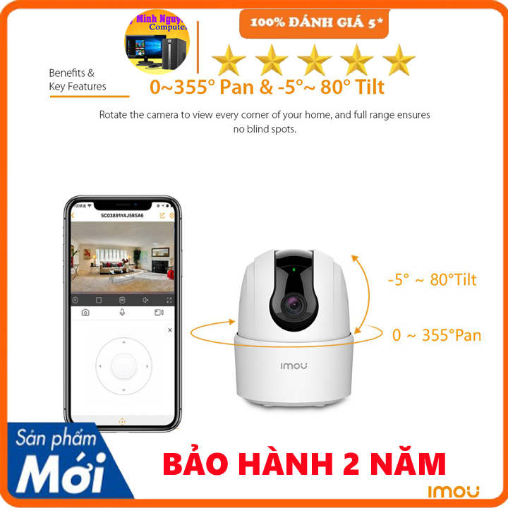 Camera IP WIFI XOAY 360 IMOU Ranger2C-D TA22CP-D Trong Nhà Còi Hú Báo Động, Hàng chính hãng