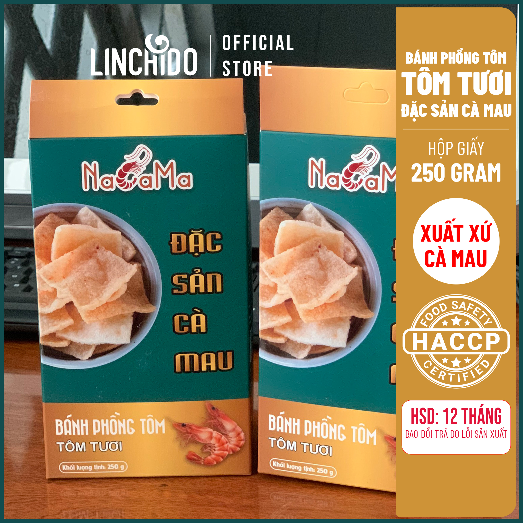 Bánh phồng Tôm Cà Mau - Tôm Tươi - NACAMA - Hộp 250 GRAM