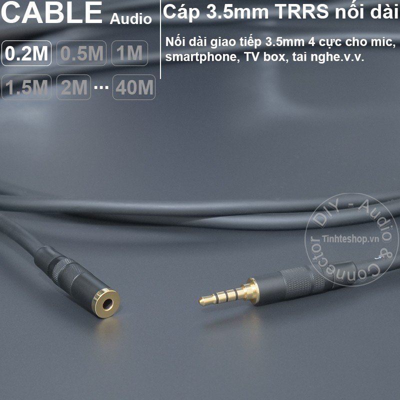 Cáp nối dài tai nghe có Mic - DIY 3.5mm audio cable 4 pole extension