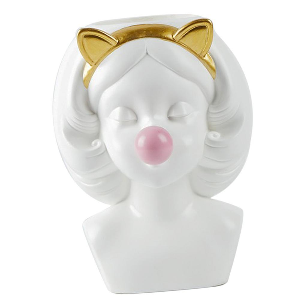 Adorable Girls Blow Bubbles Cactus Plant Pot Flower Pot Container Planter White