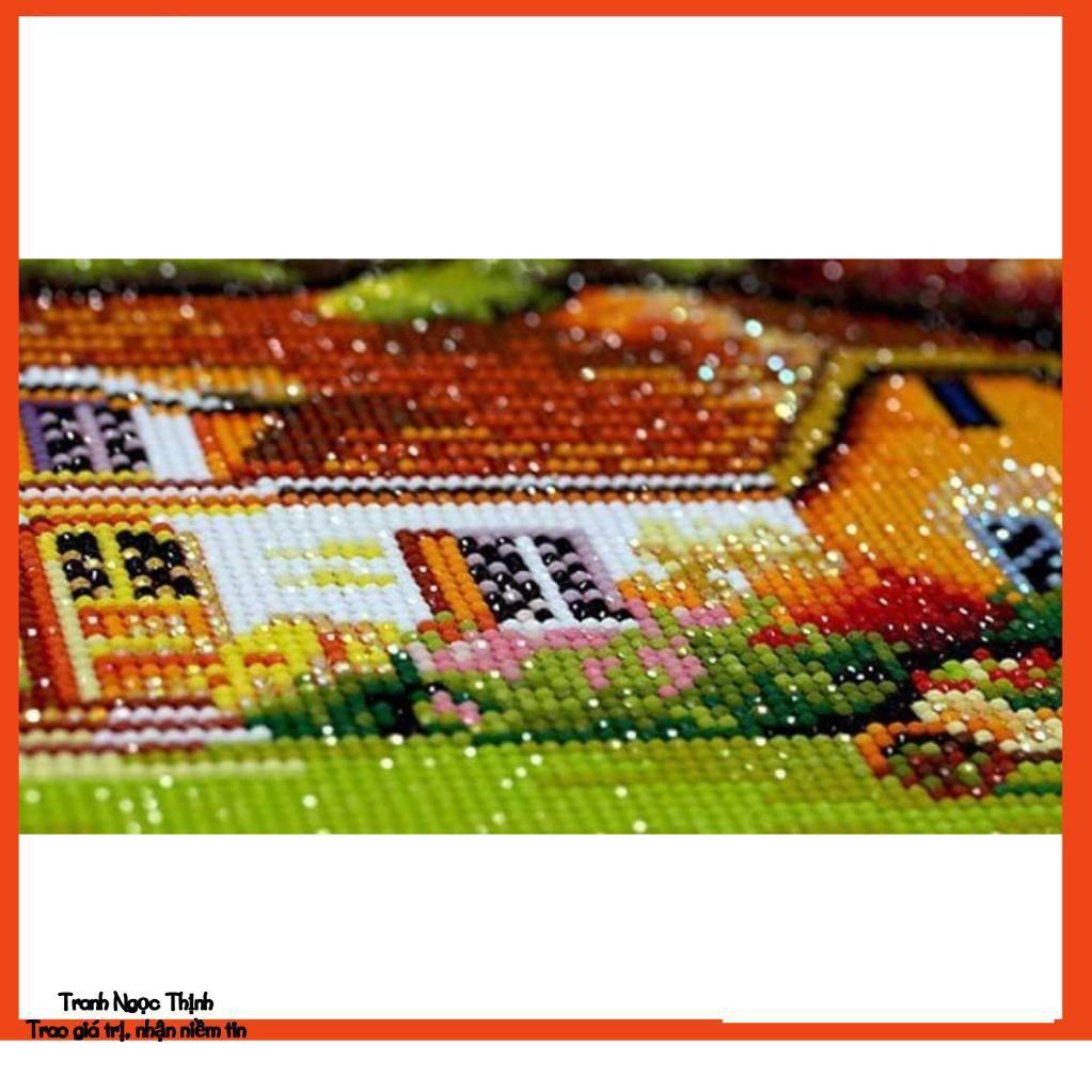 Rẻ vô địch-Tranh đính đá cao cấp Cha mẹ Hạc Mẫu Đơn Sen Trúc- KT: 58cmx46cm