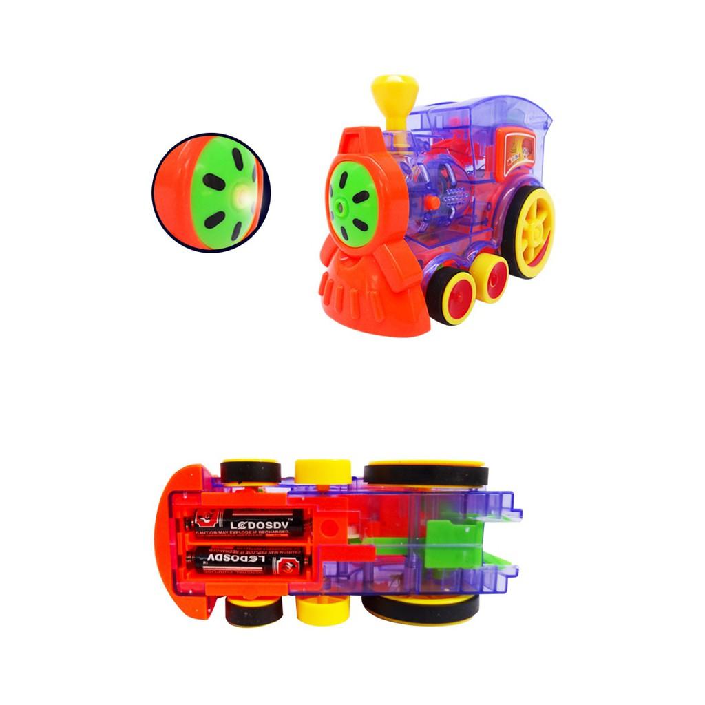 Xe Lửa Xếp Hình Domino Tàu Hỏa xếp hình Domino, Có đèn, Âm Thanh, Chỉnh hướng, Bé vừa chơi vừa học.