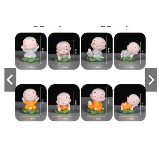 Set tiểu hoà thượng ngồi lá sen phối bình bóng trang trí taplo Ô Tô- Hoàng Đông shop