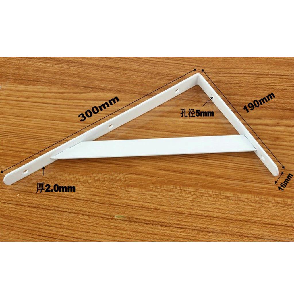2x2 Pieces Metal L Shaped Wall Shelf Bracket Rack Support 300x190x2mm White