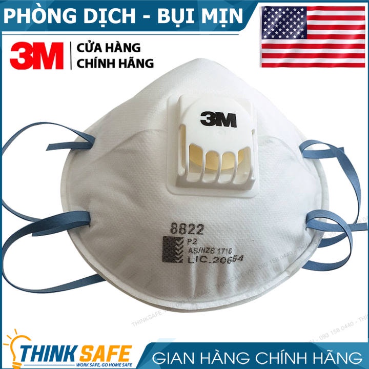 Khẩu trang 3m có van thở - Khẩu trang phòng dịch 3M 8822 đạt chuẩn N95 chống bụi, chống độc, Khẩu trang 3D mask chính hãng