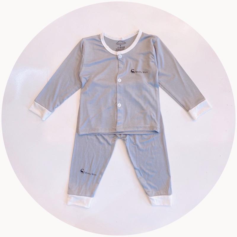 (MS32)Bộ Dài Tay Thun Lạnh Cho Bé Gái, Bé Trai Minky Mom Vải cài cúc giữa , Bộ Quần Áo Trẻ Em Thu Đông